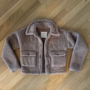 abercrombie kids Taupe Sherpa Jacket